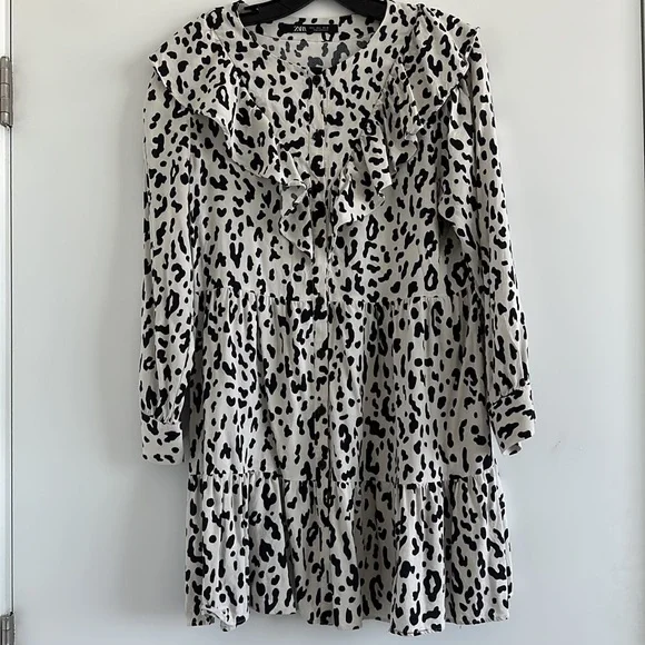 NWOT Zara Animal Print Babydoll Mini Dress - Picture 4 of 12